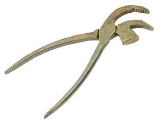 Obraz premium Old vintage pliers open on white background