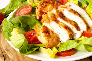 Chicken slices with salad