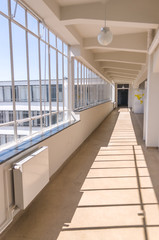 Light-flooded corridor at the Bauhaus Dresden