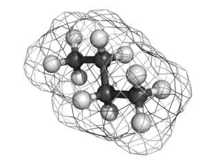 Butane, molecular model