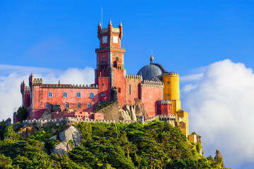 Panorama of Pena National Palace in Sintra, Portugal