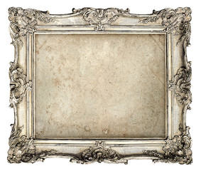 old silver frame with empty grunge canvas