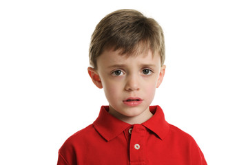 Little boy with worried face portrait