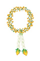 Fresh Jasmine Flowers with Yellow Padauk Flower Garland