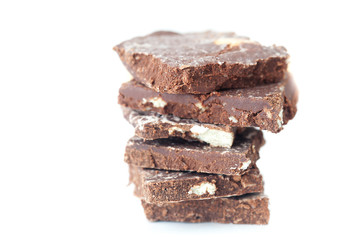 stack of chocolate isolated on white