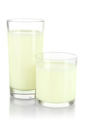 Two glass of milk isolated on white