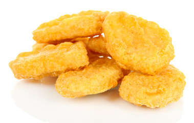 Fried chicken nuggets isolated on white