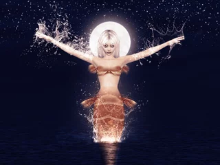 Abwaschbare Fototapete Meerjungfrau Springende Meerjungfrau