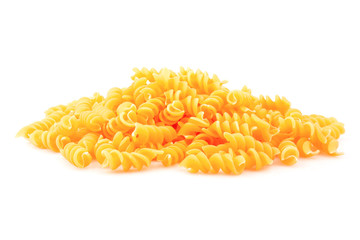 Italian pasta spiral isolated on white background, food