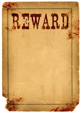Blood Stained Reward Poster 1800s Wild West