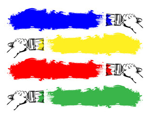 Set Paint brush Hand  cartoon vector  illustration