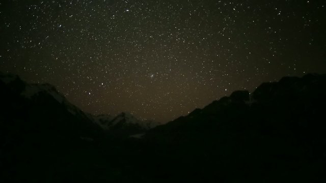 Tasman Glacier Valley Timelapse Night