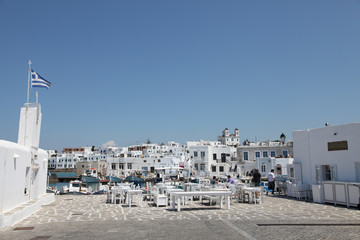 Terrace of a greek restaurant