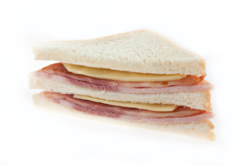 sandwich ham cheese on white background