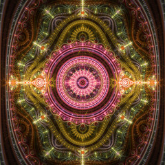 Shiny colorful clockwork pattern, steampunk style, digital art