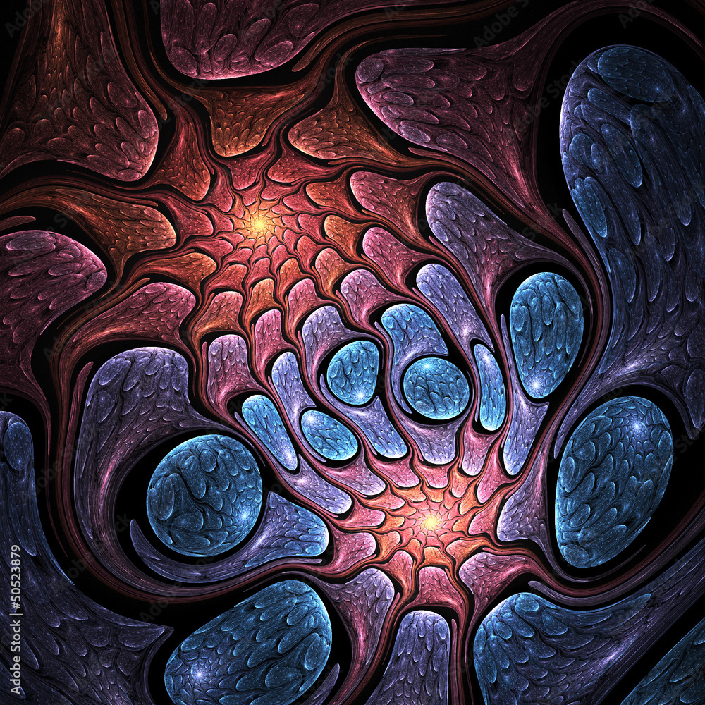 Wall mural abstract pattern symbolizing a connection, digital fractal art