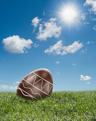 chocolate easter eggs in landscape