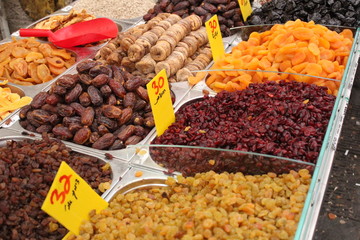 Dried fruits, as presented at the market