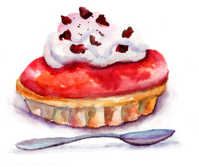 Watercolor illustration of cake