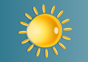 glass sun on a blue background