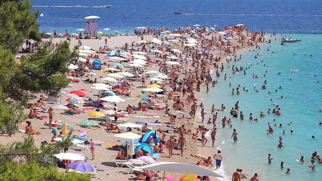 People on the beach, Bol on Island Brac in Croatia