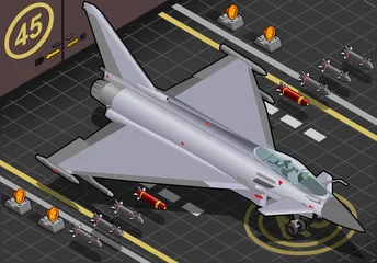 Wall murals Military Isometric Eurofighter Landed in Front View