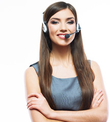 Woman customer service worker, call center smiling operator