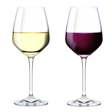 Two Glasses of red and white wine
