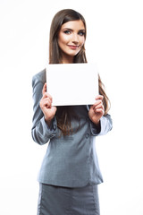 Fototapeta premium Smile Business woman portrait with blank white board