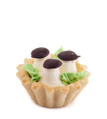 Cake with cream with flowers from butter.