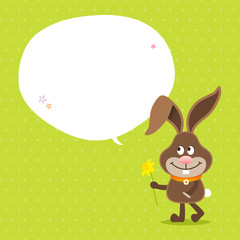 Bunny Daffodil Speech Bubble Green