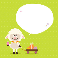Sheep Handcart Speech Bubble Green