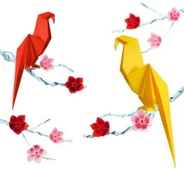 Photo sur Plexiglas Animaux géométriques Perroquets en origami