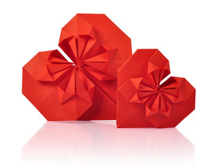 Two origami hearts