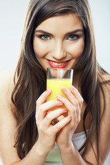 Woman hold juice glass