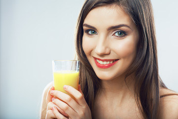 Woman hold juice glass