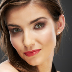 Beauty woman face close up portrait.