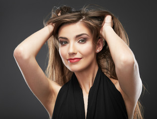 Fototapeta premium Close up portrait of beautiful young woman face.