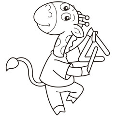Cartoon Giraffe Playing a Triangle