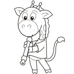 Cartoon Giraffe Playing an Oboe
