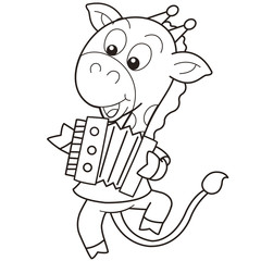 Cartoon Giraffe Playing an Accordion