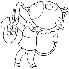 Cartoon Giraffe Playing a Saxophone