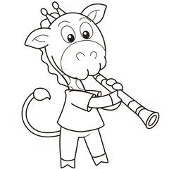 Cartoon Giraffe Playing a Clarinet