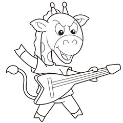 Cartoon Giraffe Playing an Electric Guitar