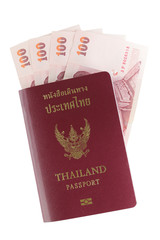 Thailand passport and Thai money