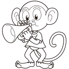 Cartoon Monkey Playing a Trumpet