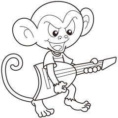 Cartoon Monkey Playing an Electric Guitar