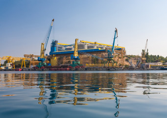 Ship repair cranes in the bay of Sevastopol.