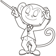 Cartoon Monkey Music Conductor