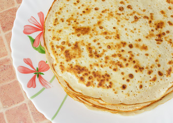 Pancakes on the plate.